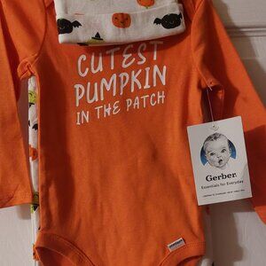 Gerber Infant 6/9 months Halloween 3-pc outfit, cutest pumpkin in the patch NWT